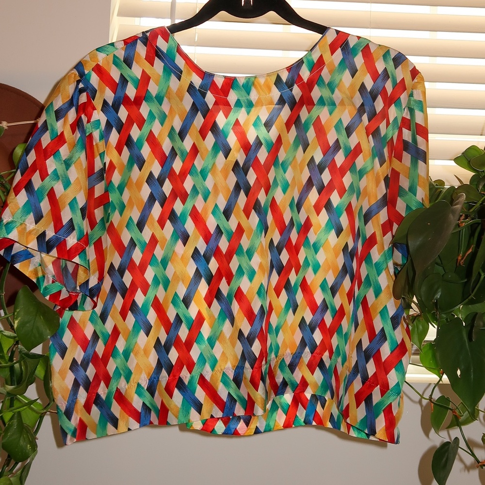 RETRO ONE OF A KIND LIGHTWEIGHT COLORFUL HANDMADE BLOUSE